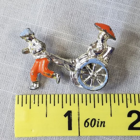 Vintage 1940s Rickshaw Enameled Pin - Picture 7 of 7